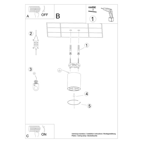 Sollux Lighting Plafondlamp ZOE zwart LED - 7,2x7,2x8,3cm