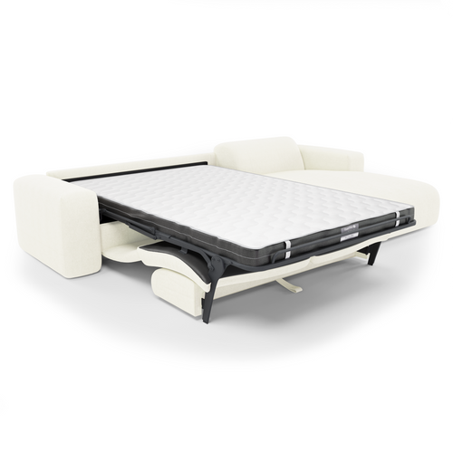 Sia Home - Rechthoekige hoekbank die als bed kan worden gebruikt MYRA - corduroy crème 280cm