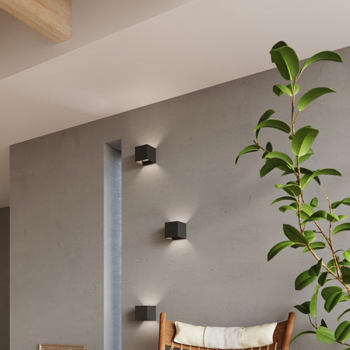 Sollux Lighting Wandlamp LUCA zwart LED IP54 - 10x10x10cm