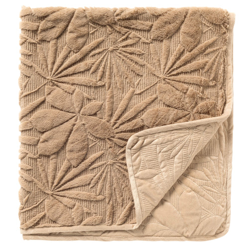 JURRIAN - bedsprei 240x260 cm - gewatteerd bladmotief - Irish Cream - beige