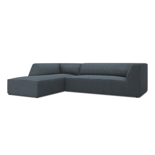 Cosmopolitan Design - Modulaire hoekbank links Siena 4-zits, ribfluwelen blauw - 180x273x69cm