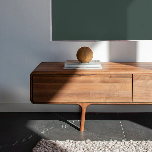 Gazzda Fawn Lowboard Wild Walnut - TV meubel - 3 Lades - 220 x 45 cm - vtwonen shop