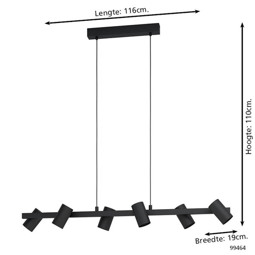EGLO hanglamp Gatuela 1 - e14 - 116 cm - zwart