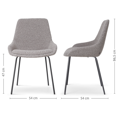 Nolon Nora-Isa Eetkamerstoelen Set van 2 - Bouclé Taupe - Zwart - vtwonen shop