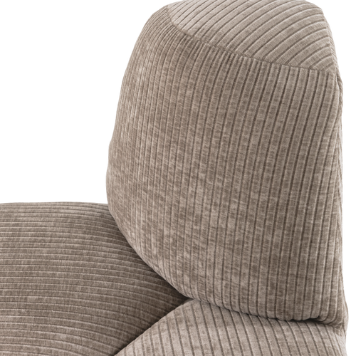 WOOOD eetbank hoek rond rugleuning Mojo - Ribstof - Donkerzand - 83x100x74
