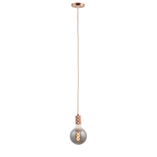 Lighto | Pendel Rosé Goud | Inclusief Lichtbron Rookglas | Retro | 1.5m Snoer | Met Plafondkap