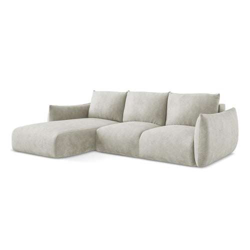 LaMiaSofa hoekbank links Savona - chenille stof - parel - 242x162x90