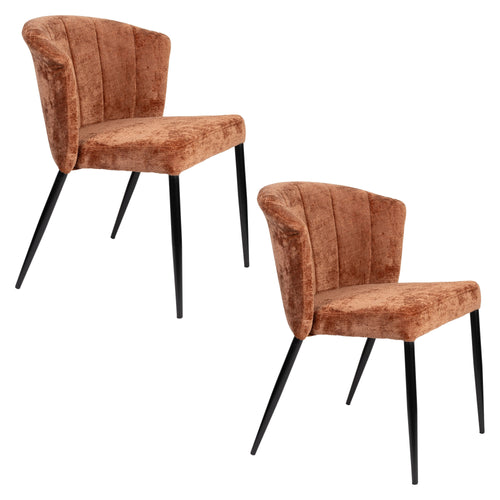 Dutchbone Georgia Eetkamerstoelen  Terracotta - Set van 2 - vtwonen shop