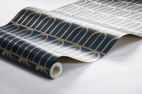 Borastapeter behang geometrische vormen vergrijsd blauw - 53 cm x 10.05 m - 660871 - vtwonen shop