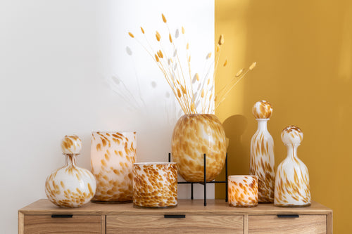 J-Line vaas + Vt Spikkel - glas - wit/oker - Ø 23 cm - vtwonen shop