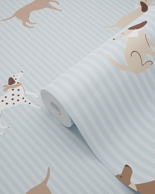 ESTAhome behang honden blauw en bruin - 50 x 900 cm - 132020