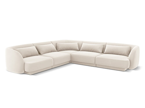 Cosmopolitan Design Symmetrische hoekbank Tulum 5-zits, flueel, lichtbeige - 255x255x70cm