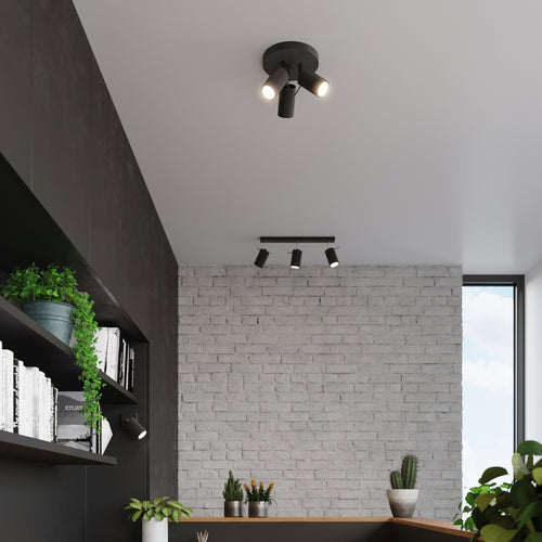 Sollux Lighting Plafondlamp RING 3P zwart - 20x20x18cm