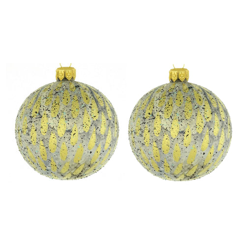 Dagmara kerstbal – glas – set van 2 – met drip effect en gouden decoraties - vtwonen shop