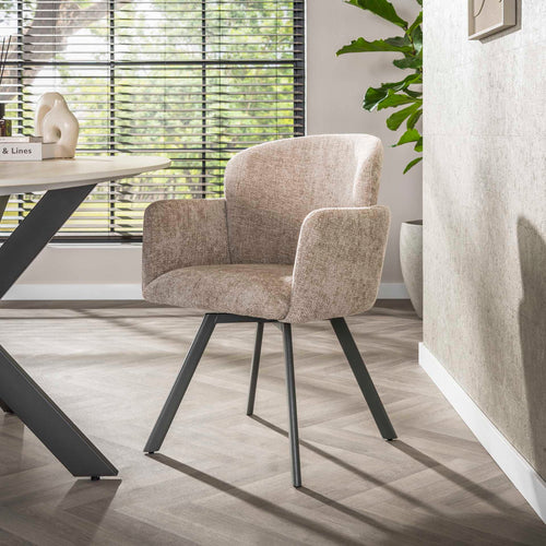 Giga Meubel Eetkamerstoel Embrace - Zand - Draaibaar - Set van 2 - vtwonen shop