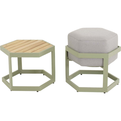 Lesli Living voetenbank Esagono - groen - 48x41,5x47,5cm