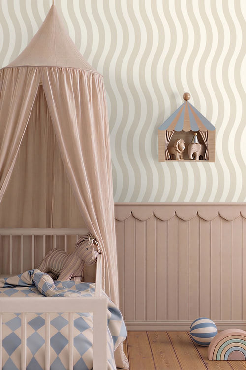 ESTAhome behang golvende strepen grijs en wit - 50 x 900 cm - 132132