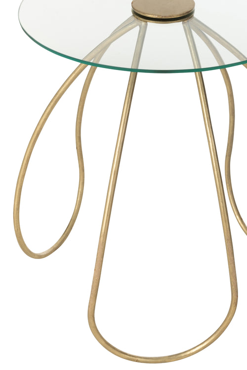 J-Line tafel Rond - metaal/glas - goud - 2 stuks - vtwonen shop