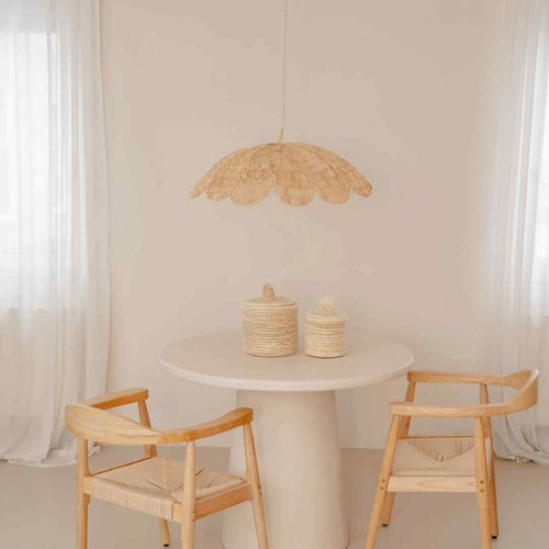NOA MAY Hanglamp Flora - natural - raffia/metaal - Ø 50 x h 17 cm