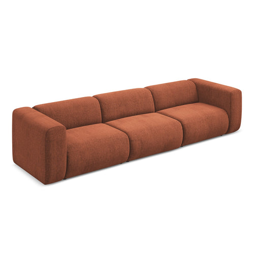LaMiaSofa 4-zits bank Bari - chenille stof - terracotta - 319x89x70