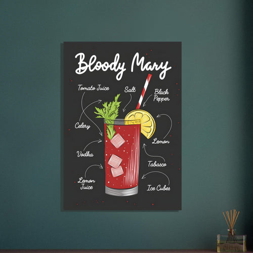 Artfulprints  Bloody Mary cocktail – Illustratie   poster A4 21x29.7 cm