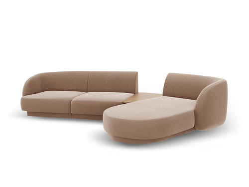 Micadoni Rechte modulaire bank Miley 3-zits, flueel, cappuccino - 178x303x70cm