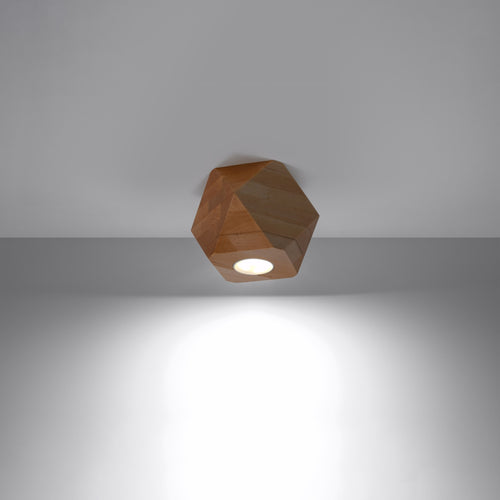 Sollux Lighting Plafondlamp WOODY 1 natuurlijk hout - 12x12x12cm