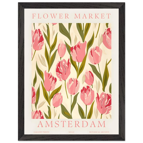 Artfulprints Poster met Lijst Flower market - Amsterdam IV   - 30x40 cm - Roze