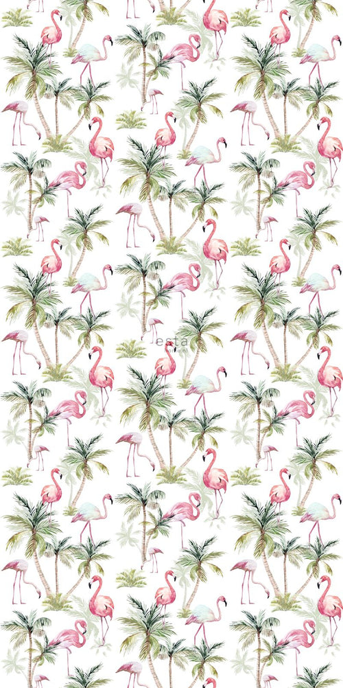 ESTAhome XXL behang flamingo's roze - 50 x 900 cm - 158844 - vtwonen shop
