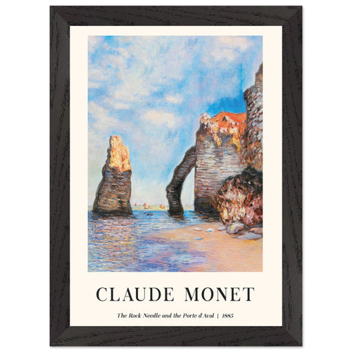 Artfulprints Poster met Lijst Claude Monet - The rock needle and the porte d'aval   - A4 21x29.7 cm - Lichtblauw