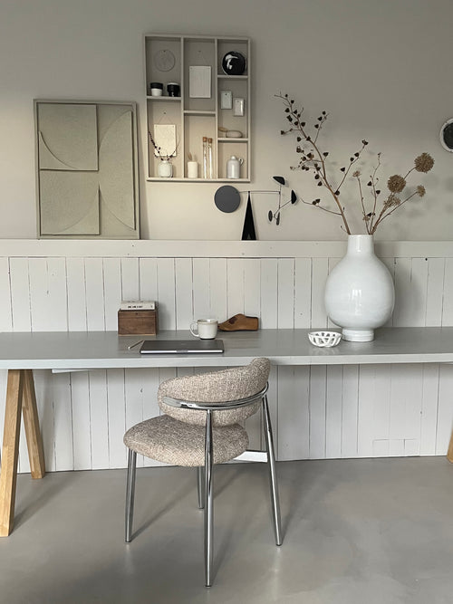 DÉJA Living Eetkamerstoel Skara - Beige/Chrome - Set van 2 - vtwonen shop