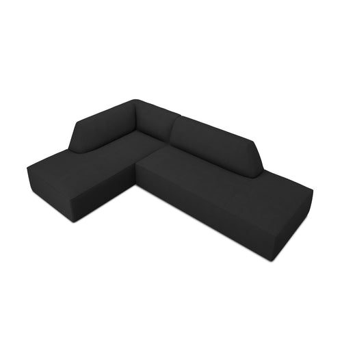 Cosmopolitan Design - Modulaire hoekbank links Siena 4-zits, structurele stof zwart - 180x273x69cm