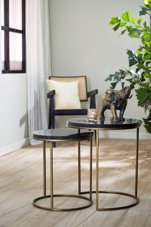 Light & Living bijzettafel SOBRINA - Ø50x52cm - zwart - Set van 2