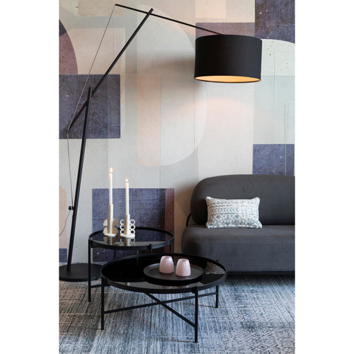 Housecraft Living Li Salontafel Rond Glas/ Metaal Zwart - Set van 2 - vtwonen shop