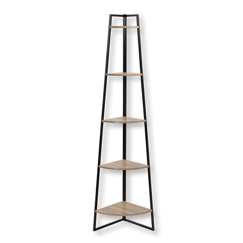 Calicosy - LEXIE Boekenkast 5 niveaus - Zwart - 36x36x180 cm