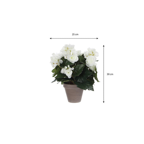 Mica Decorations Begonia Kunstplant in Bloempot Stan - H30 x Ø25 cm - Wit