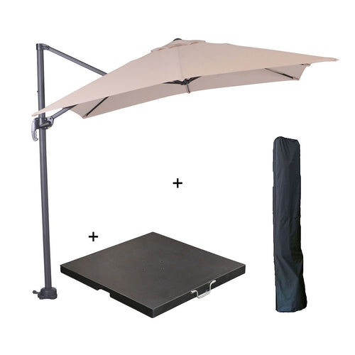 Garden Impressions zweefparasol Hawaii S ecru 250x250 cm incl 60 kg voet en hoes - vtwonen shop