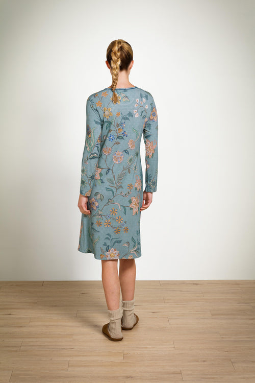 Pip Studio - Destiny Nachthemd Lange Mouw Dames - Safari Bloom - Blauw - XL - vtwonen shop