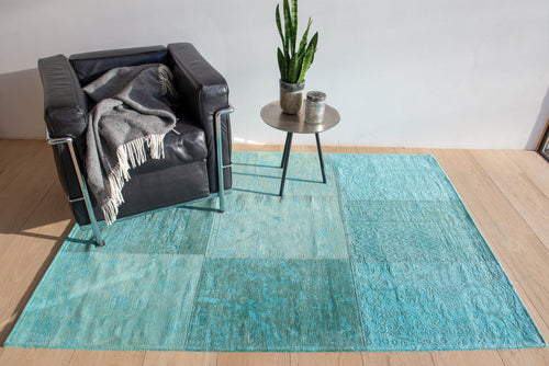 Vintage vloerkleed 8015 Azur - Blauw - 230 x 230 cm