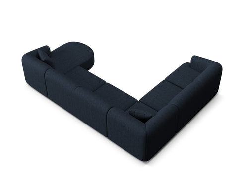 Cosmopolitan Design Modulaire panoramische hoekbank links Campi 7-zits, structurele stof koningsblauw - 255x330x70cm