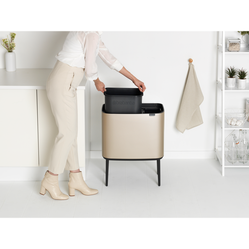 Brabantia Bo Touch Bin, met 2 binnenemmers, 11 + 23 liter - Metallic Gold