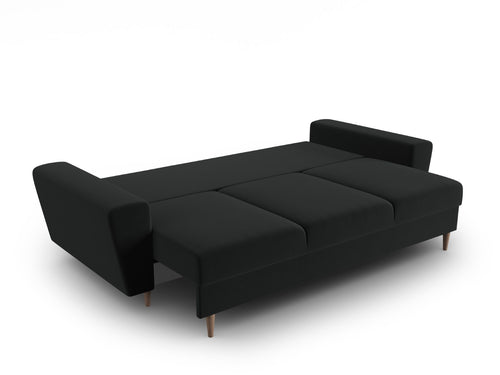 Cosmopolitan Design Slaapbank met opbergdoos Kyoto 3-zits, flueel zwart - 100x235x88cm