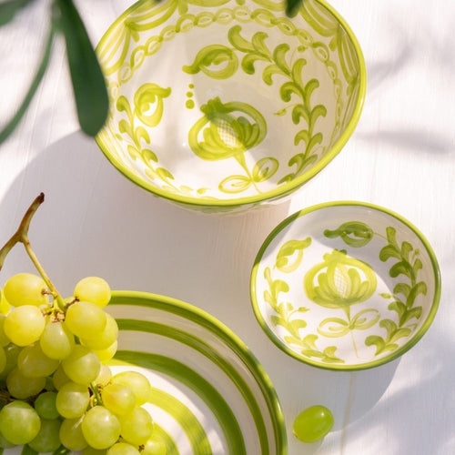 J-Line kom Granada High - keramiek - wit/groen - medium - Ø 22 cm - vtwonen shop