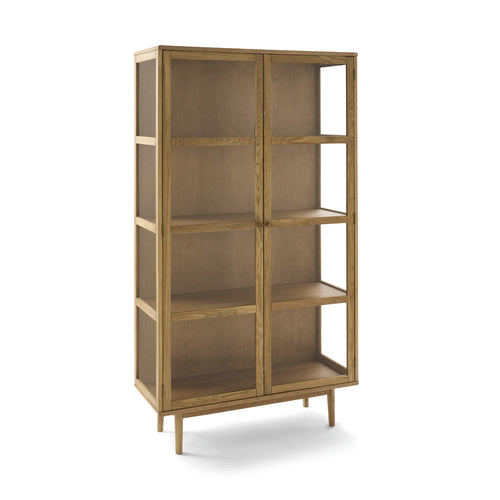 Furnhouse vitrinekast Svendborg - Natuurlijk eikenhout - MDF, Eikenfineer - 40x100x180