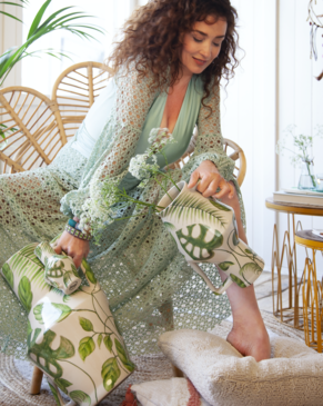 Return to Sender Vaas 15 cm Jungle print handgeschilderd met handvat - vtwonen shop