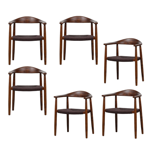 vtwonen eetkamerstoelen Embrace - Beukenhout - Donkerbruin - Set van 6