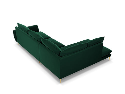 Cosmopolitan Design linker hoekbank Vienna 6-zits, flueel, flessengroen - 185x275x95cm