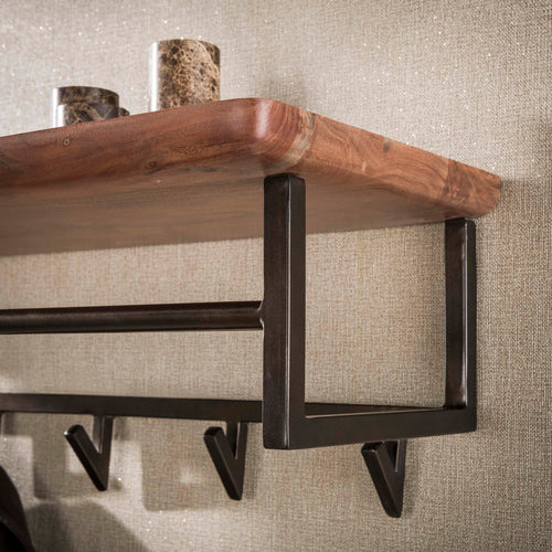 Giga Meubel Kapstok Edge Curve - Bruin Hout - 6 Haken - 100x33x28cm