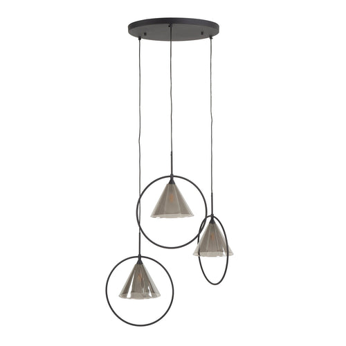 Giga Meubel Hanglamp Ring - Grijs Glas - 3-Lichts - 45x45x180cm - vtwonen shop
