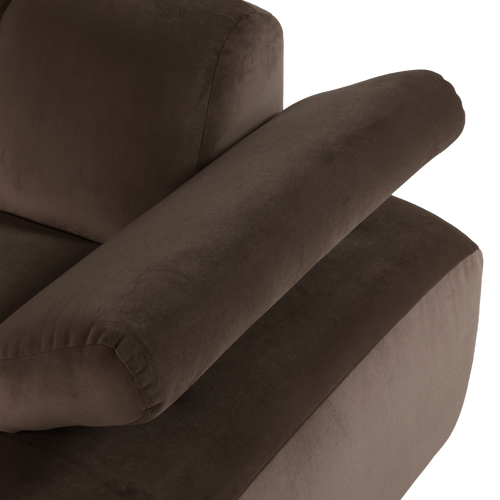 WOOOD chaise longue bank rechts Mojo - Velvet - Bruin - 74x124x162